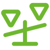 Green icon with two triangles and a horizontal line on a white background