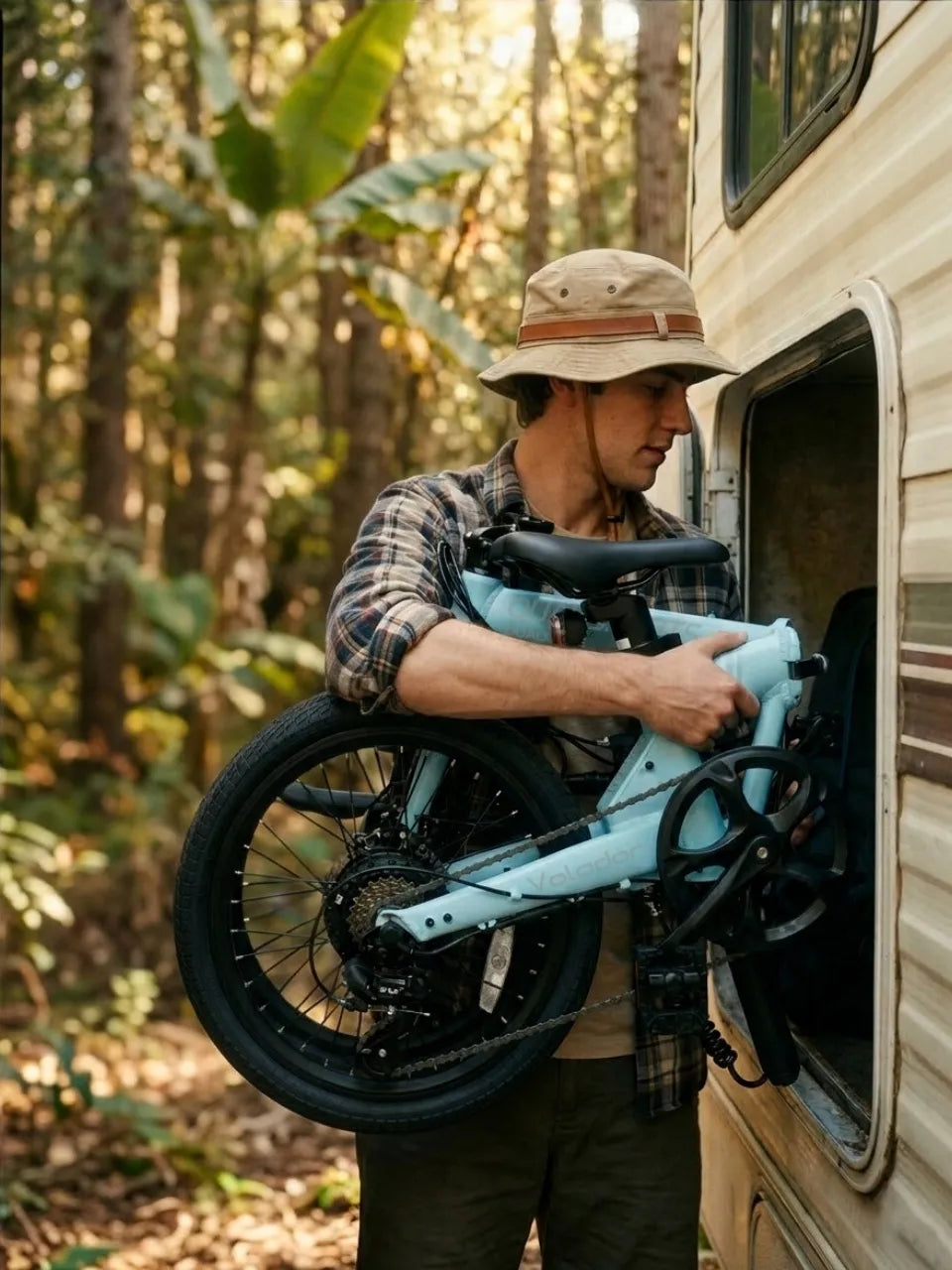 Volador portable folding electric bike easily stored in RV, compact e-bike for road trips and travel