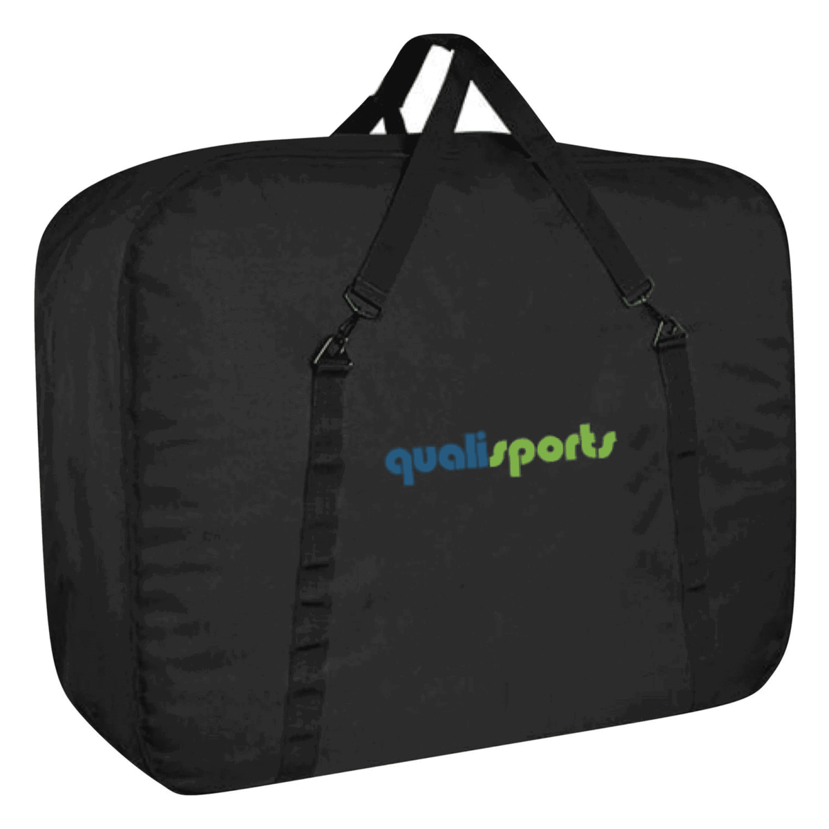 Folding bicycle storage bag with Qualisports logo